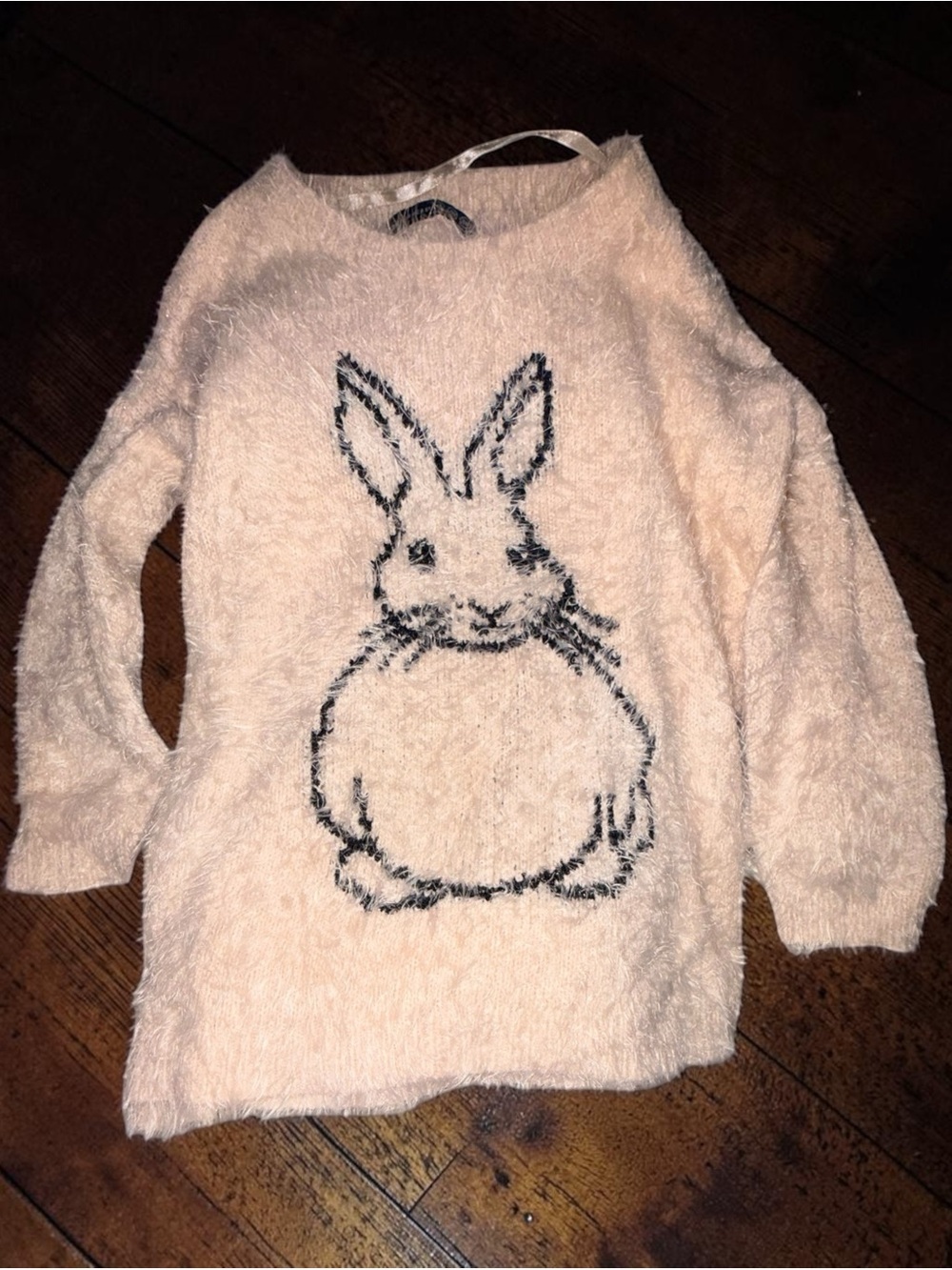ATMOSPHERE FUZZY PINK BUNNY NOVELTY PRINT PINK SWEATER UK 12 US 8 (MEDIUM)